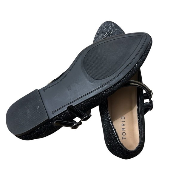TORRID Elegant Flat Maryjane’s in Black Sparkle Size 8WW —Worn 1X - Picture 7 of 8